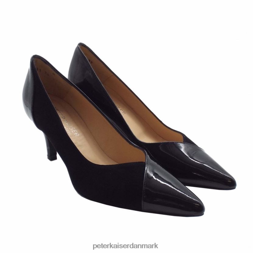 Peter Kaiser Kvinder brin stilfulde banesko i lak og ruskind TJ2Z132 fodtøj sort blanding
