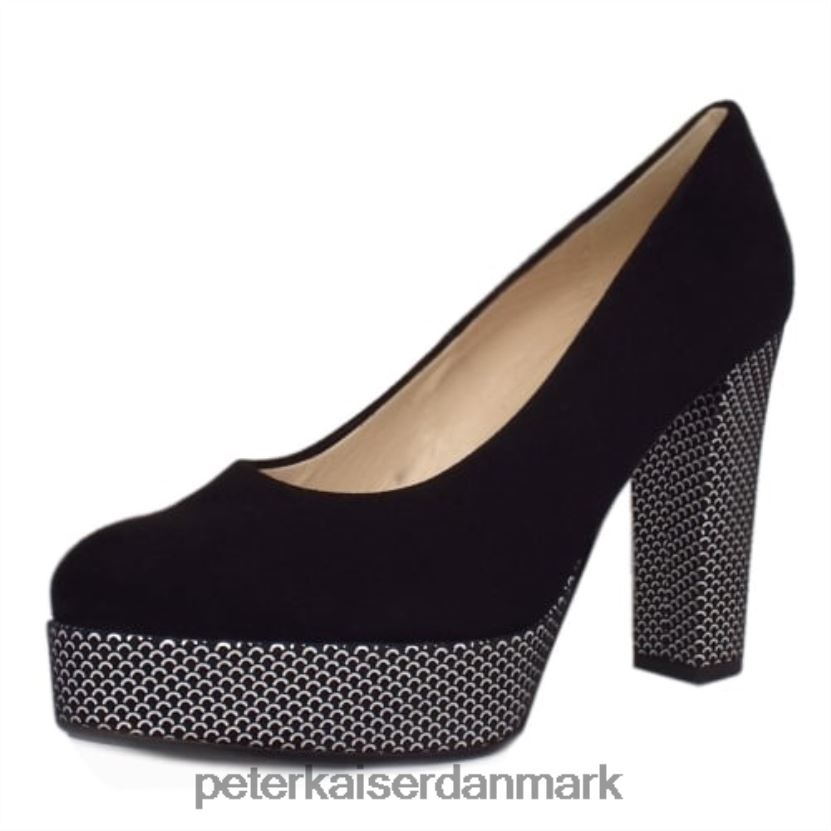 Peter Kaiser Kvinder irmgard trendy banesko med blokhæl TJ2Z182 fodtøj sort ruskind