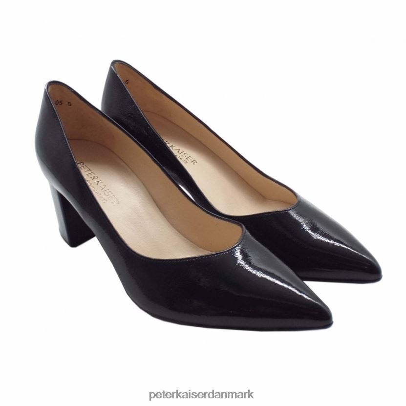 Peter Kaiser Kvinder naja stilfulde blokhæl sko med spids tå TJ2Z136 fodtøj sort knitren