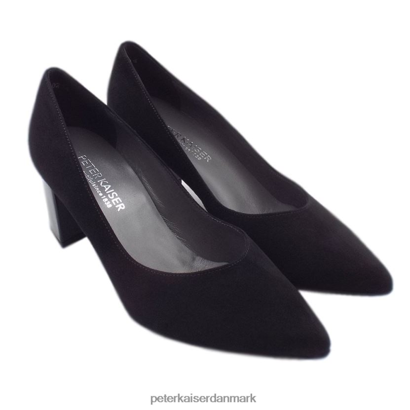 Peter Kaiser Kvinder naja trendy banesko med blokhæl med spids tå TJ2Z81 fodtøj sort ruskind