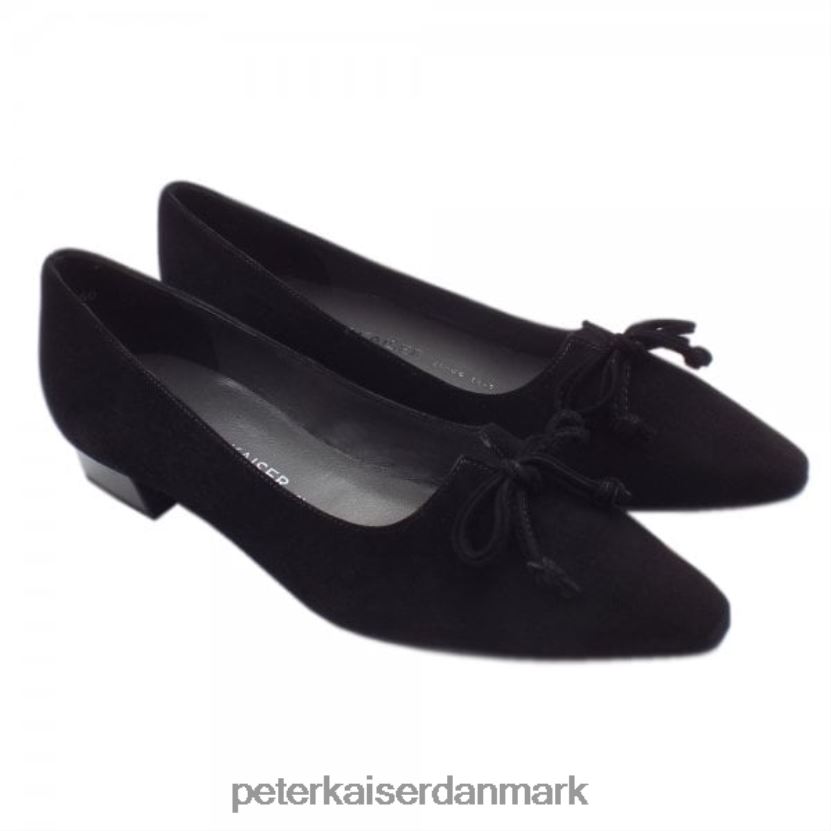 Peter Kaiser Kvinder lizzy sko med spids tå med lav hæl TJ2Z28 fodtøj sort ruskind