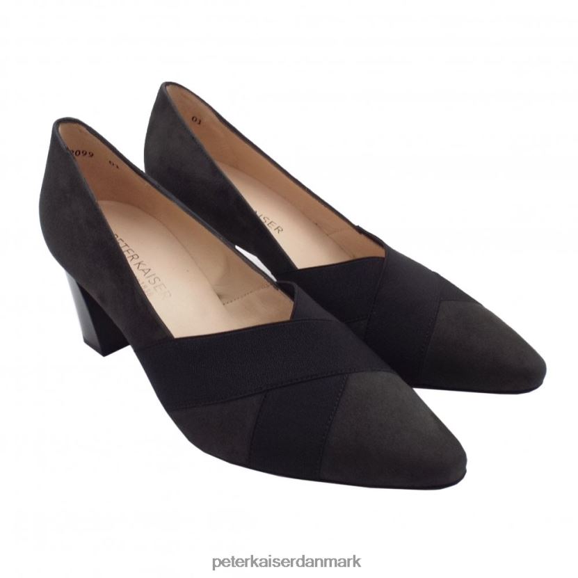 Peter Kaiser Kvinder mea mid hæl domstol sko TJ2Z105 fodtøj carbon ruskind