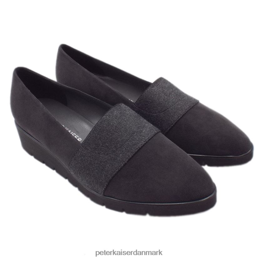 Peter Kaiser Kvinder nona behagelig bredsiddende sko TJ2Z169 fodtøj carbon ruskind