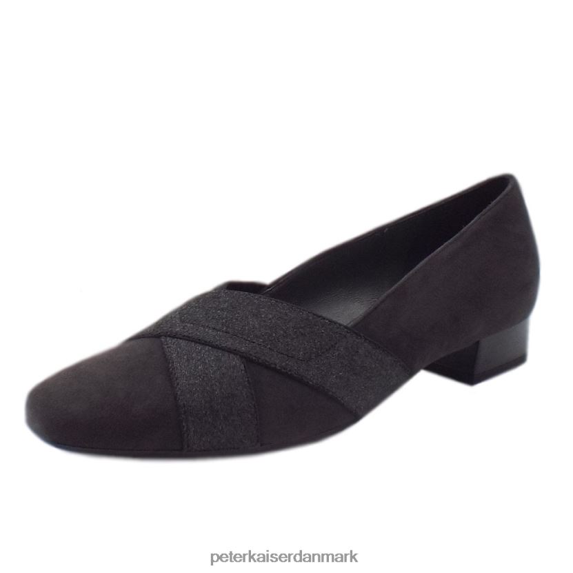 Peter Kaiser Kvinder nigela balletpumps med lav hæl og bred pasform TJ2Z163 fodtøj carbon ruskind