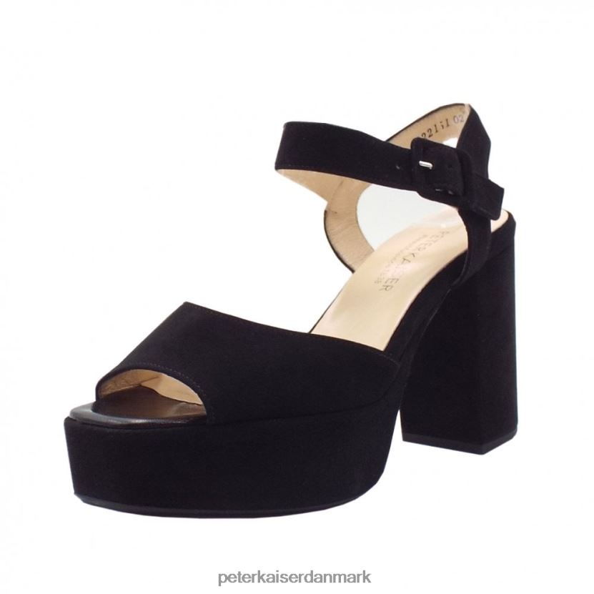 Peter Kaiser Kvinder felicia ankelstrop platformssandaler TJ2Z142 fodtøj sort ruskind