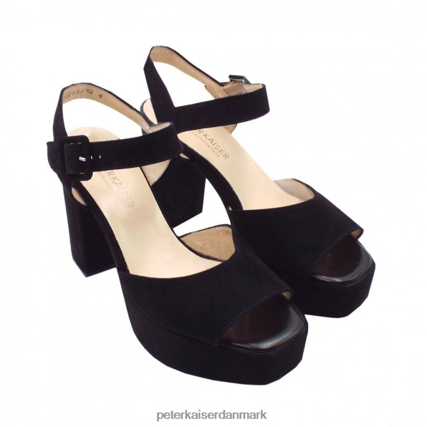 Peter Kaiser Kvinder felicia ankelstrop platformssandaler TJ2Z142 fodtøj sort ruskind