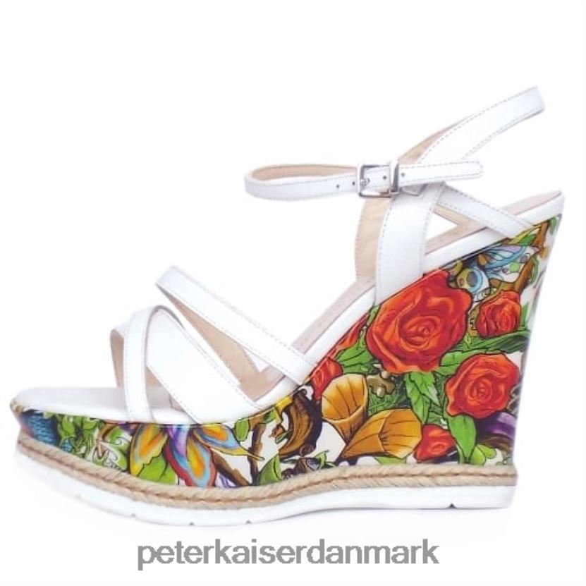 Peter Kaiser Kvinder jenny højkile platformssandaler TJ2Z67 fodtøj hvidt læder og unikt printpatent